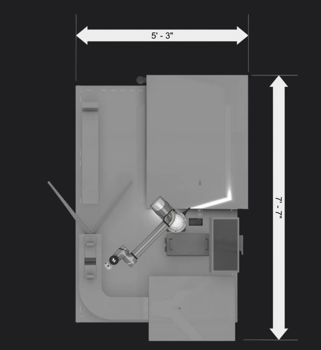 RT40 Cobot Case Erector technische layout