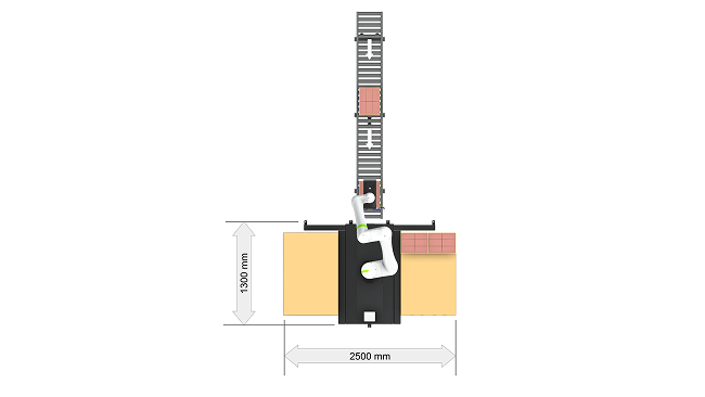 Box palletiser Gripper dimensions in millimeters