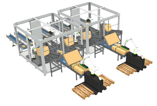 Case packer header render